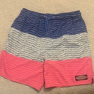 Vineyard Vines Men's Blue and Pink Patterned Board Shorts